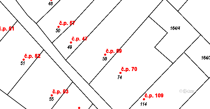 Křečkov 59 na parcele st. 59 v KÚ Křečkov, Katastrální mapa