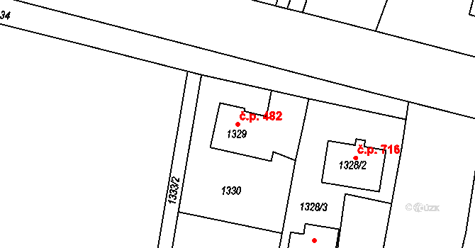 Skřečoň 482, Bohumín na parcele st. 1329 v KÚ Skřečoň, Katastrální mapa