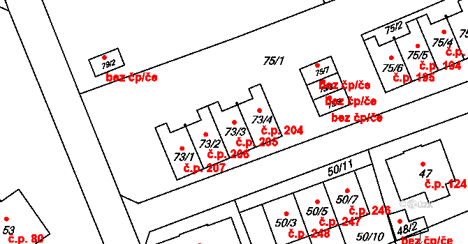 Liberec IX-Janův Důl 205, Liberec na parcele st. 73/3 v KÚ Janův Důl u Liberce, Katastrální mapa