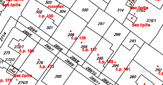 Pražské Předměstí 137, Bílina na parcele st. 298 v KÚ Bílina, Katastrální mapa