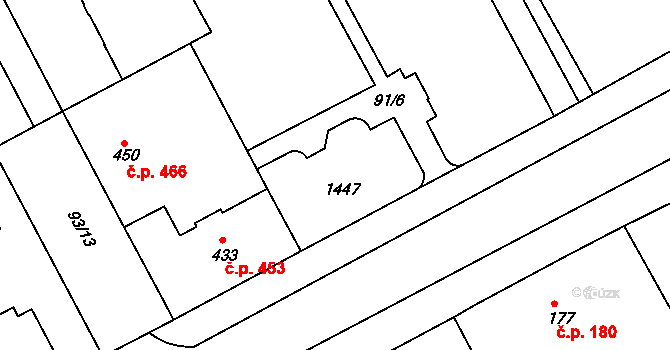Slezské Předměstí 859,860,861,862, Hradec Králové na parcele st. 1447 v KÚ Slezské Předměstí, Katastrální mapa