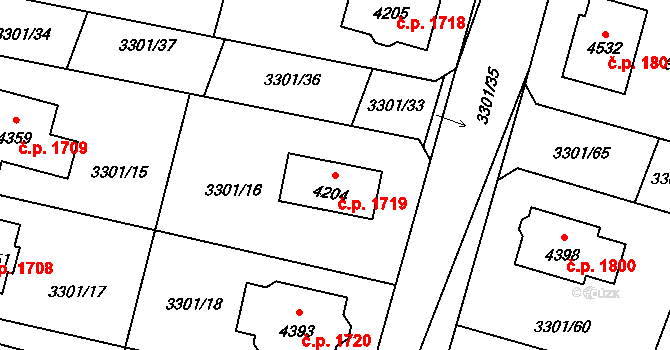 Čelákovice 1719 na parcele st. 4204 v KÚ Čelákovice, Katastrální mapa