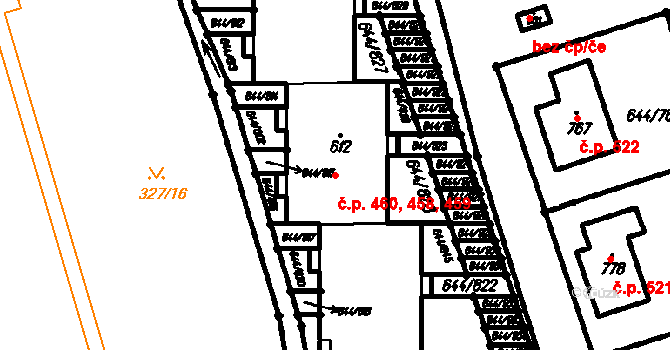Vestec 458,459,460 na parcele st. 612 v KÚ Vestec u Prahy, Katastrální mapa