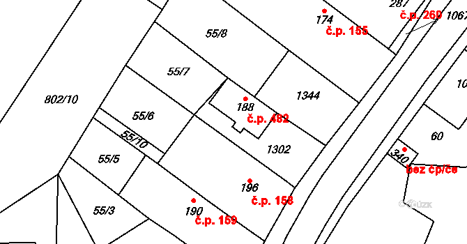 Cerhenice 482 na parcele st. 188 v KÚ Cerhenice, Katastrální mapa