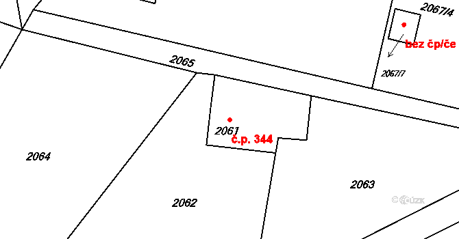 Lutyně 344, Orlová na parcele st. 2061 v KÚ Horní Lutyně, Katastrální mapa