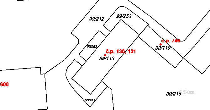 Habartov 130,131 na parcele st. 99/113 v KÚ Habartov, Katastrální mapa