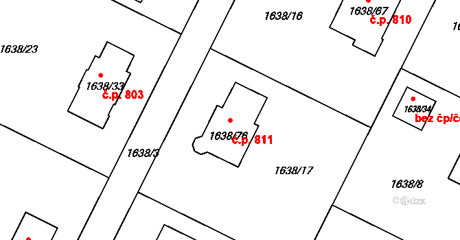 Miřetice u Klášterce nad Ohří 811, Klášterec nad Ohří na parcele st. 1638/76 v KÚ Miřetice u Klášterce nad Ohří, Katastrální mapa