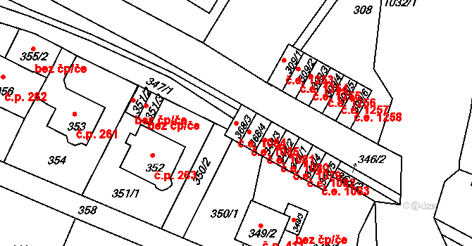 Děčín III-Staré Město 1084, Děčín na parcele st. 368/3 v KÚ Děčín-Staré Město, Katastrální mapa