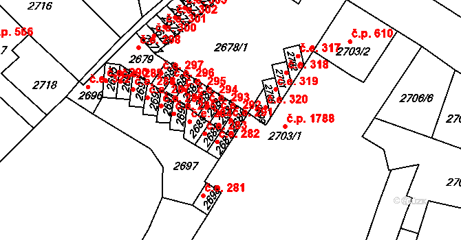 Děčín VI-Letná 291, Děčín na parcele st. 2686 v KÚ Podmokly, Katastrální mapa