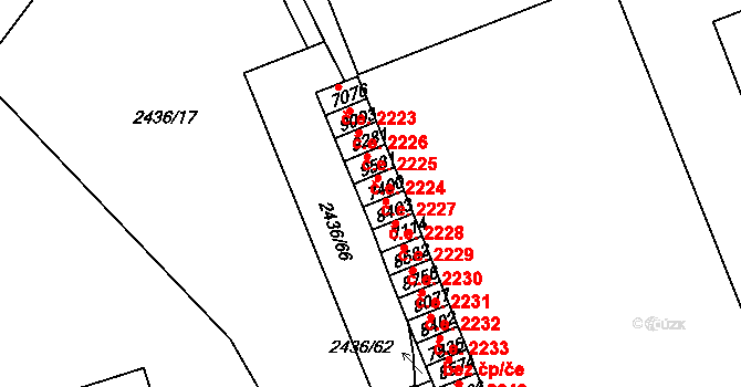Hodonín 2227 na parcele st. 7400 v KÚ Hodonín, Katastrální mapa