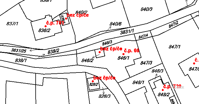 Ostrava 38233819 na parcele st. 846/2 v KÚ Stará Bělá, Katastrální mapa