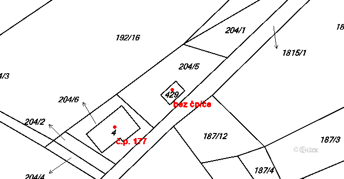 Chuchelna 38841819 na parcele st. 429 v KÚ Chuchelna, Katastrální mapa