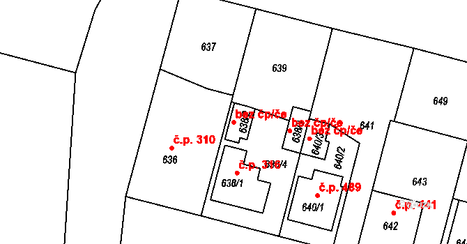 Kamenice nad Lipou 43191819 na parcele st. 638/2 v KÚ Kamenice nad Lipou, Katastrální mapa