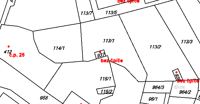 Borohrádek 44244819 na parcele st. 937 v KÚ Borohrádek, Katastrální mapa
