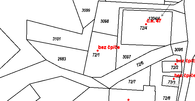 Lánov 44927819 na parcele st. 72/1 v KÚ Horní Lánov, Katastrální mapa