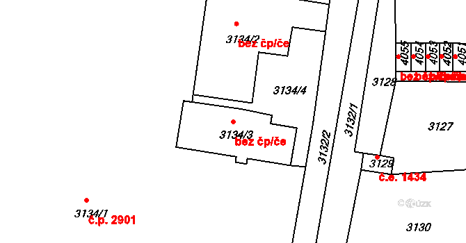 Chomutov 45054819 na parcele st. 3134/3 v KÚ Chomutov II, Katastrální mapa