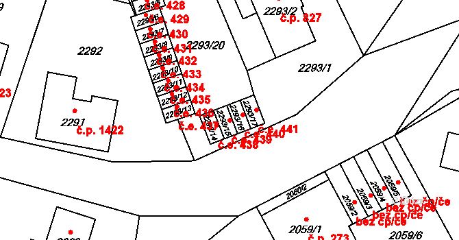 Nový Bor 439 na parcele st. 2293/15 v KÚ Nový Bor, Katastrální mapa