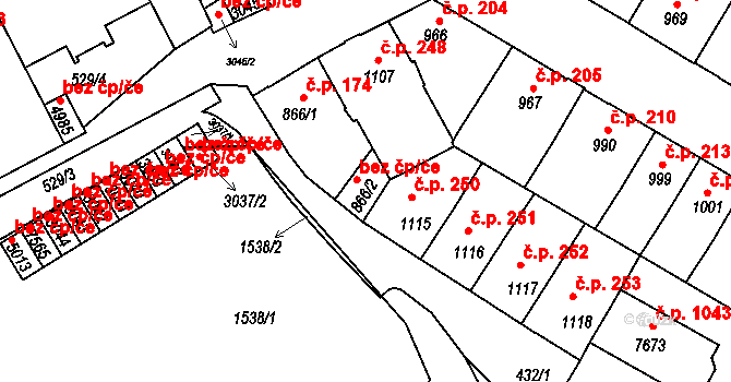 Třebíč 48329819 na parcele st. 866/2 v KÚ Třebíč, Katastrální mapa
