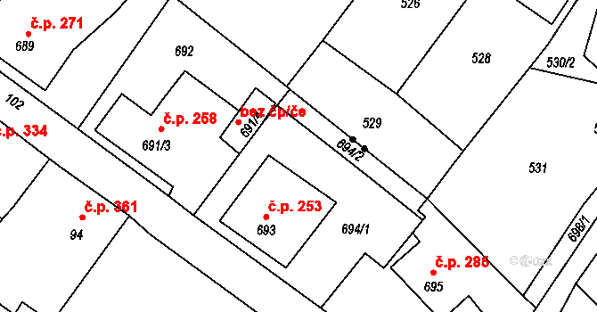Nový Bor 51812819 na parcele st. 694/3 v KÚ Nový Bor, Katastrální mapa