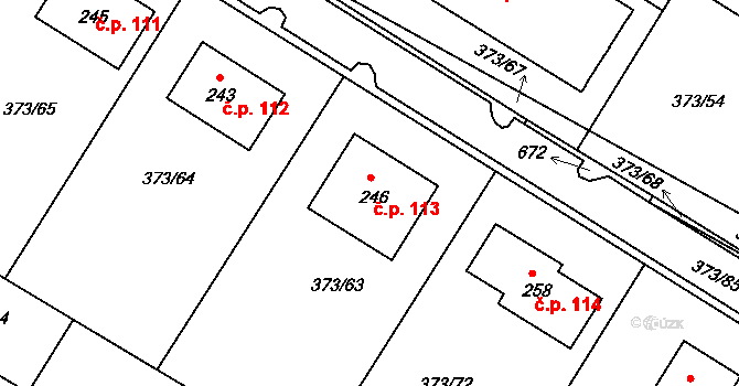 Hrdly 113, Bohušovice nad Ohří na parcele st. 246 v KÚ Hrdly, Katastrální mapa