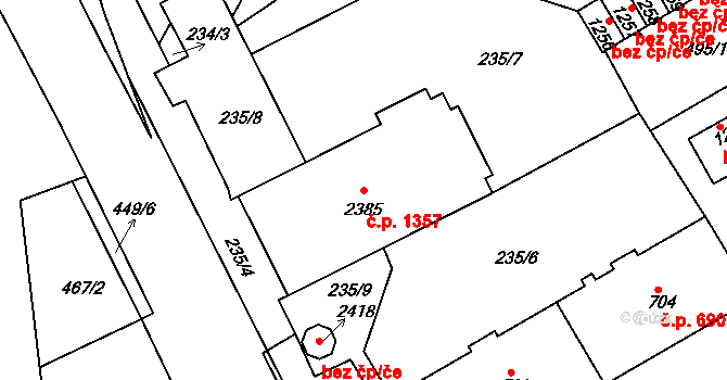 Neratovice 1357 na parcele st. 2385 v KÚ Neratovice, Katastrální mapa
