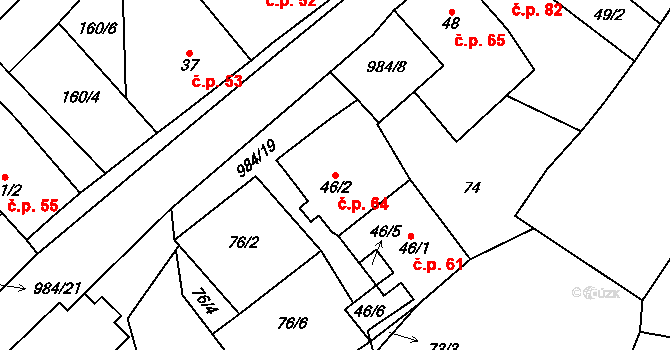 Tučapy 64 na parcele st. 46/2 v KÚ Tučapy u Soběslavi, Katastrální mapa