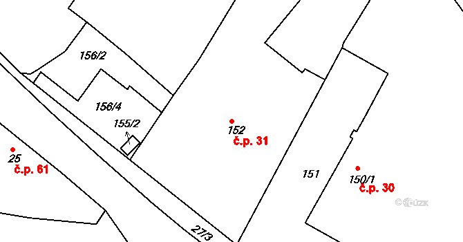 Slavětín nad Metují 31 na parcele st. 152 v KÚ Slavětín nad Metují, Katastrální mapa