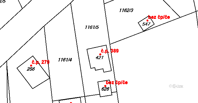 Libhošť 389 na parcele st. 421 v KÚ Libhošť, Katastrální mapa