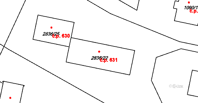 Kamenice nad Lipou 631 na parcele st. 2836/22 v KÚ Kamenice nad Lipou, Katastrální mapa