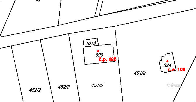 Koloděje nad Lužnicí 180, Týn nad Vltavou na parcele st. 599 v KÚ Koloděje nad Lužnicí, Katastrální mapa
