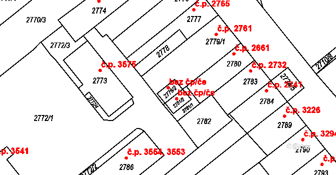 Chomutov 93053819 na parcele st. 2779/2 v KÚ Chomutov II, Katastrální mapa