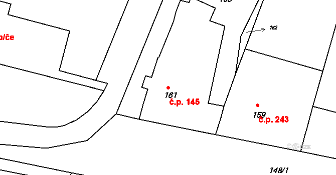 Sedlec 145 na parcele st. 161 v KÚ Sedlec u Mikulova, Katastrální mapa