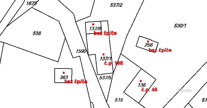 Srbská Kamenice 188 na parcele st. 137/1 v KÚ Srbská Kamenice, Katastrální mapa