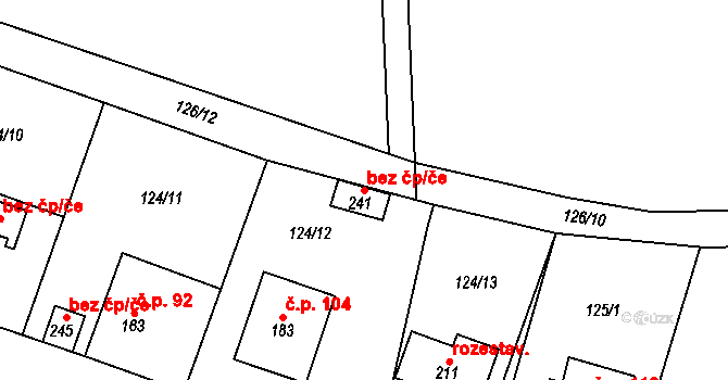 Vinařice 107270820 na parcele st. 241 v KÚ Vinařice u Dobrovice, Katastrální mapa