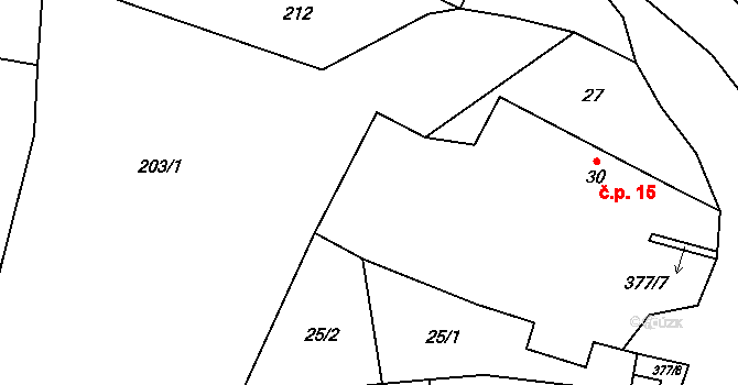 Krchlebská Lhota 15, Zbýšov na parcele st. 30 v KÚ Krchlebská Lhota, Katastrální mapa