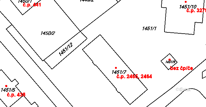 Mělník 2464,2465 na parcele st. 1451/7 v KÚ Mělník, Katastrální mapa