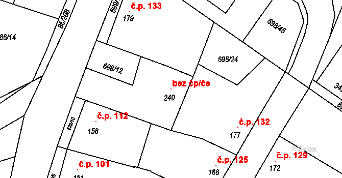 Ročov 119681820 na parcele st. 240 v KÚ Horní Ročov, Katastrální mapa