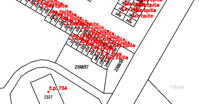 Nový Bor 373 na parcele st. 2398/53 v KÚ Nový Bor, Katastrální mapa