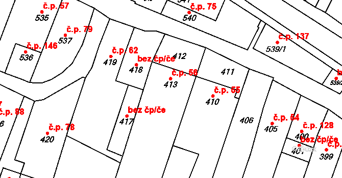 Zakřany 56 na parcele st. 413 v KÚ Zakřany, Katastrální mapa