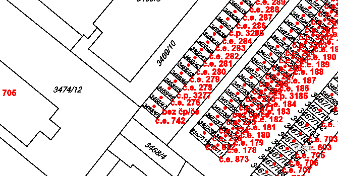 Vyškov-Předměstí 276, Vyškov na parcele st. 3468/46 v KÚ Vyškov, Katastrální mapa