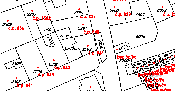 Kročehlavy 841, Kladno na parcele st. 2299 v KÚ Kročehlavy, Katastrální mapa