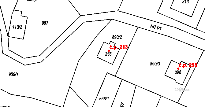 Adolfovice 213, Bělá pod Pradědem na parcele st. 256 v KÚ Adolfovice, Katastrální mapa