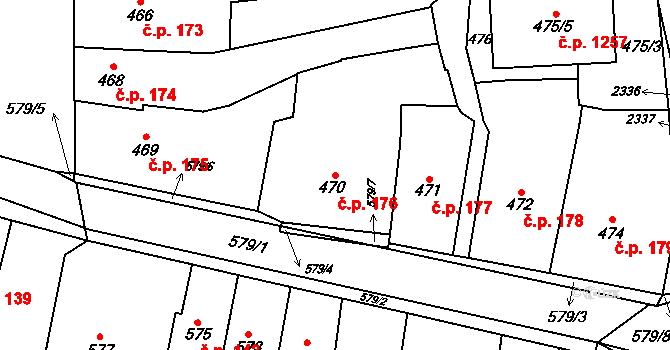 Jilemnice 176 na parcele st. 470 v KÚ Jilemnice, Katastrální mapa