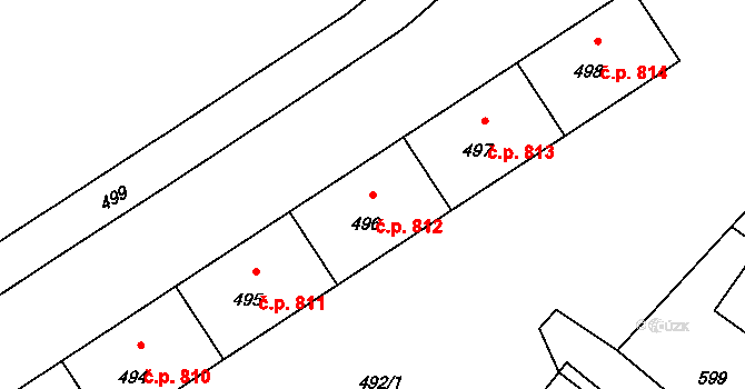 Lutyně 812, Orlová na parcele st. 496 v KÚ Horní Lutyně, Katastrální mapa