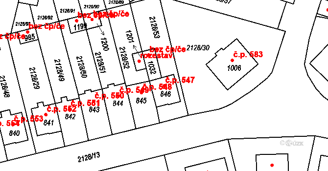 Zliv 547 na parcele st. 846 v KÚ Zliv u Českých Budějovic, Katastrální mapa