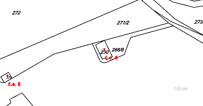 Říčky 4, Orlické Podhůří na parcele st. 230 v KÚ Říčky u Orlického Podhůří, Katastrální mapa