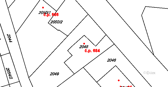 Skřečoň 684, Bohumín na parcele st. 2048 v KÚ Skřečoň, Katastrální mapa