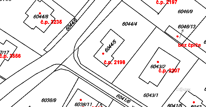 Frýdek 2198, Frýdek-Místek na parcele st. 6044/5 v KÚ Frýdek, Katastrální mapa