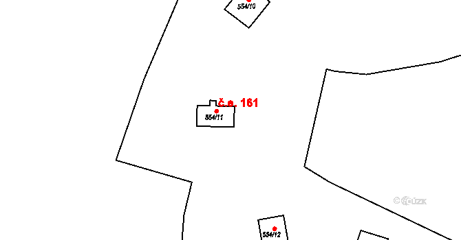 Tatrovice 161 na parcele st. 554/11 v KÚ Křemenitá, Katastrální mapa
