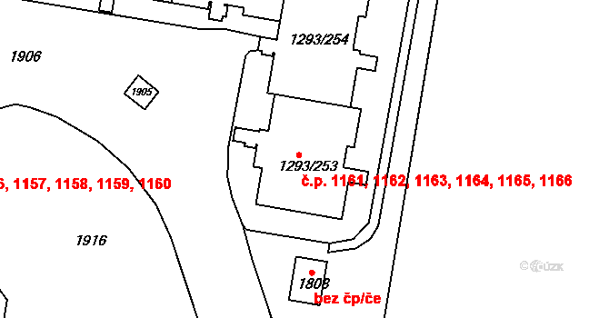 Řepy 1161,1162,1163,1164,, Praha na parcele st. 1293/254 v KÚ Řepy, Katastrální mapa